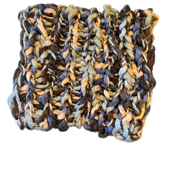 🟣Zulily knit infinity scarf in shades of brown and blue - Picture 2 of 3